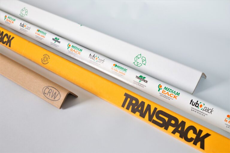 Cantonera de cartón impresa con logos de colores personalizados